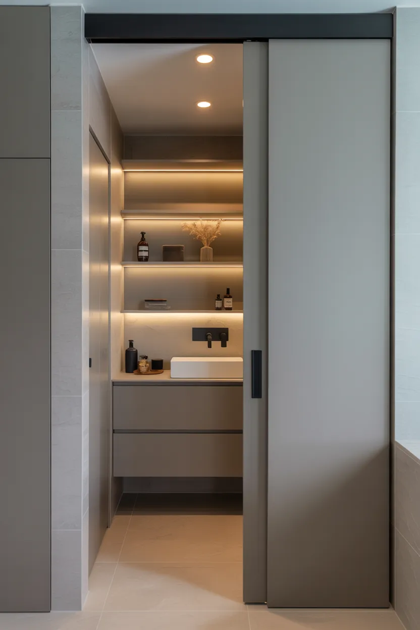 Build a Pocket Door Hidden Vanity