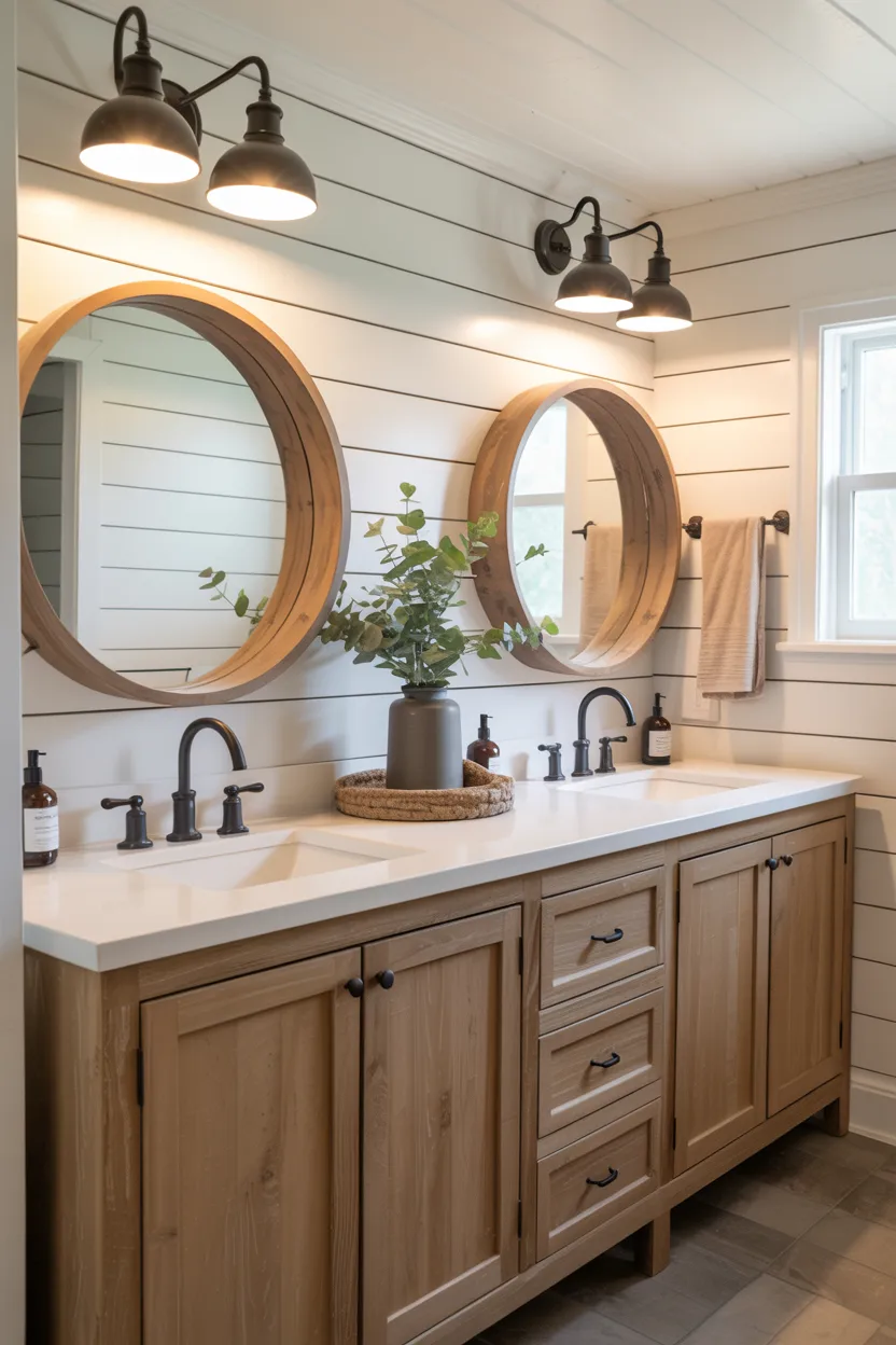 Hang Round Wood Framed Mirrors