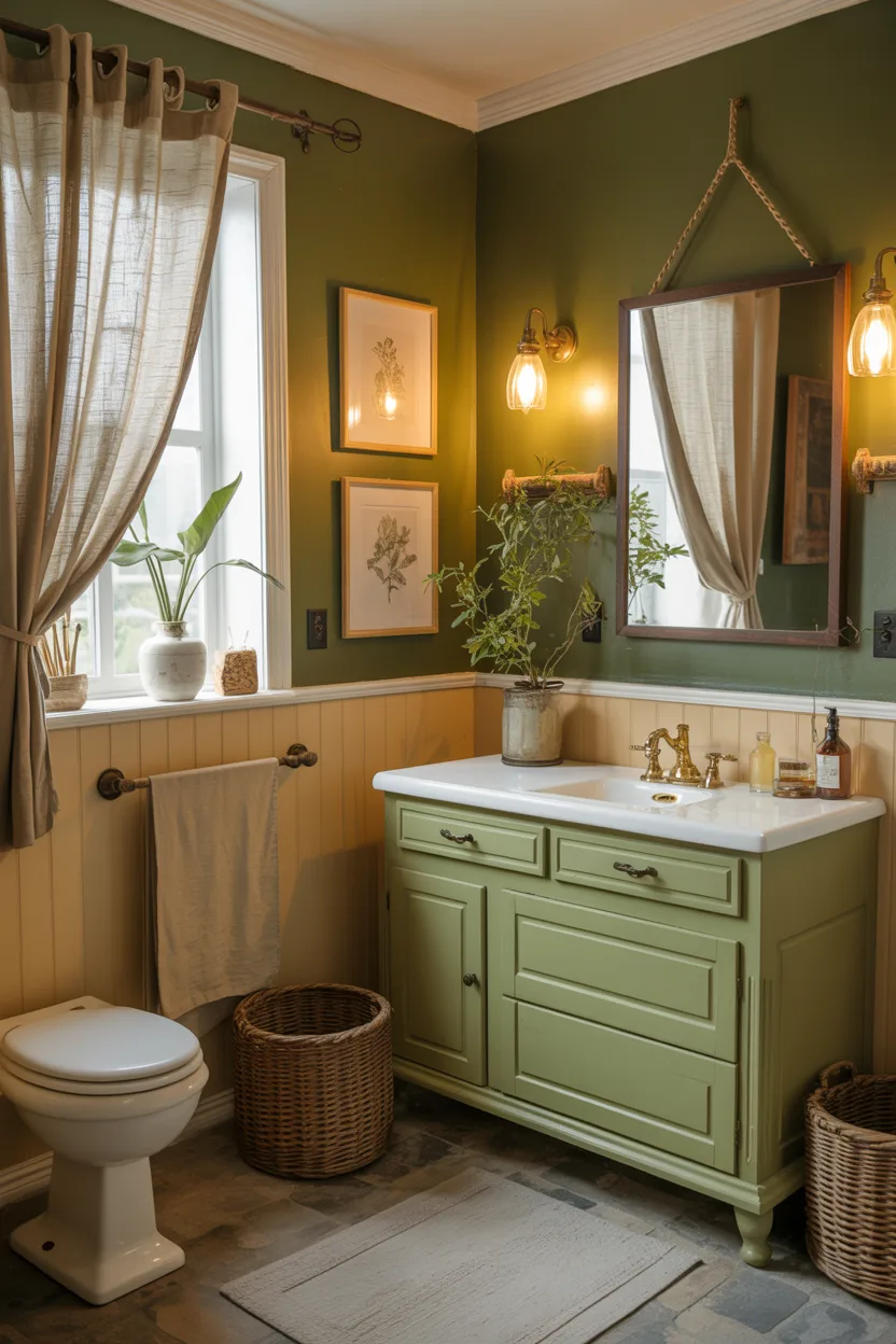 Olive Green and Cream