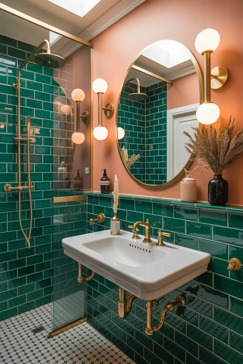 Peach and Emerald Green
