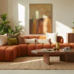 Orange Couch Living Room