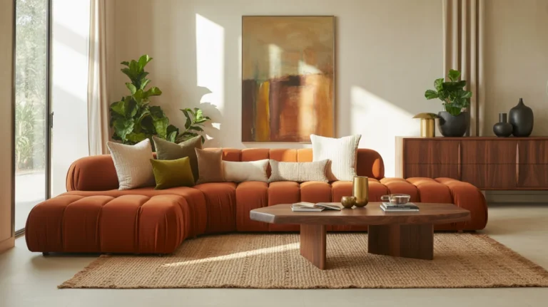 Orange Couch Living Room