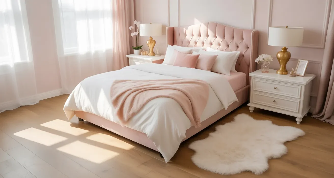 Pastel Pink and White Bedroom
