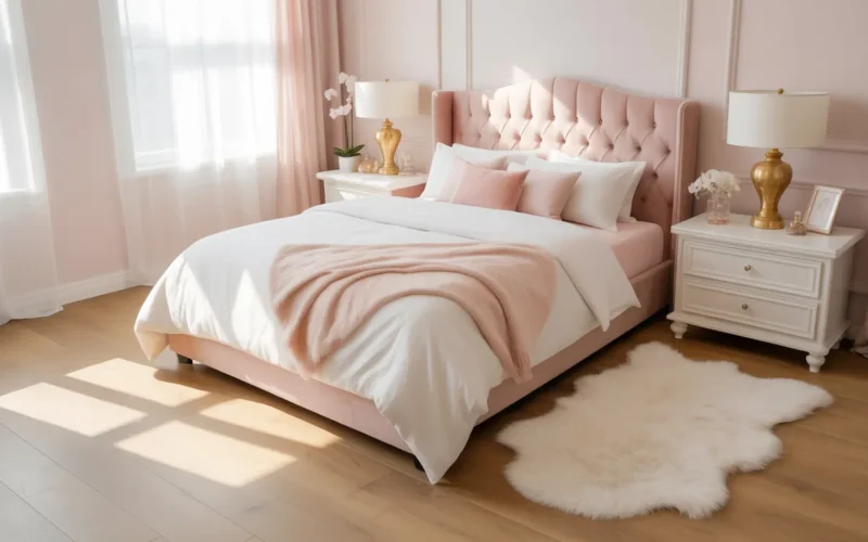 Pastel Pink and White Bedroom